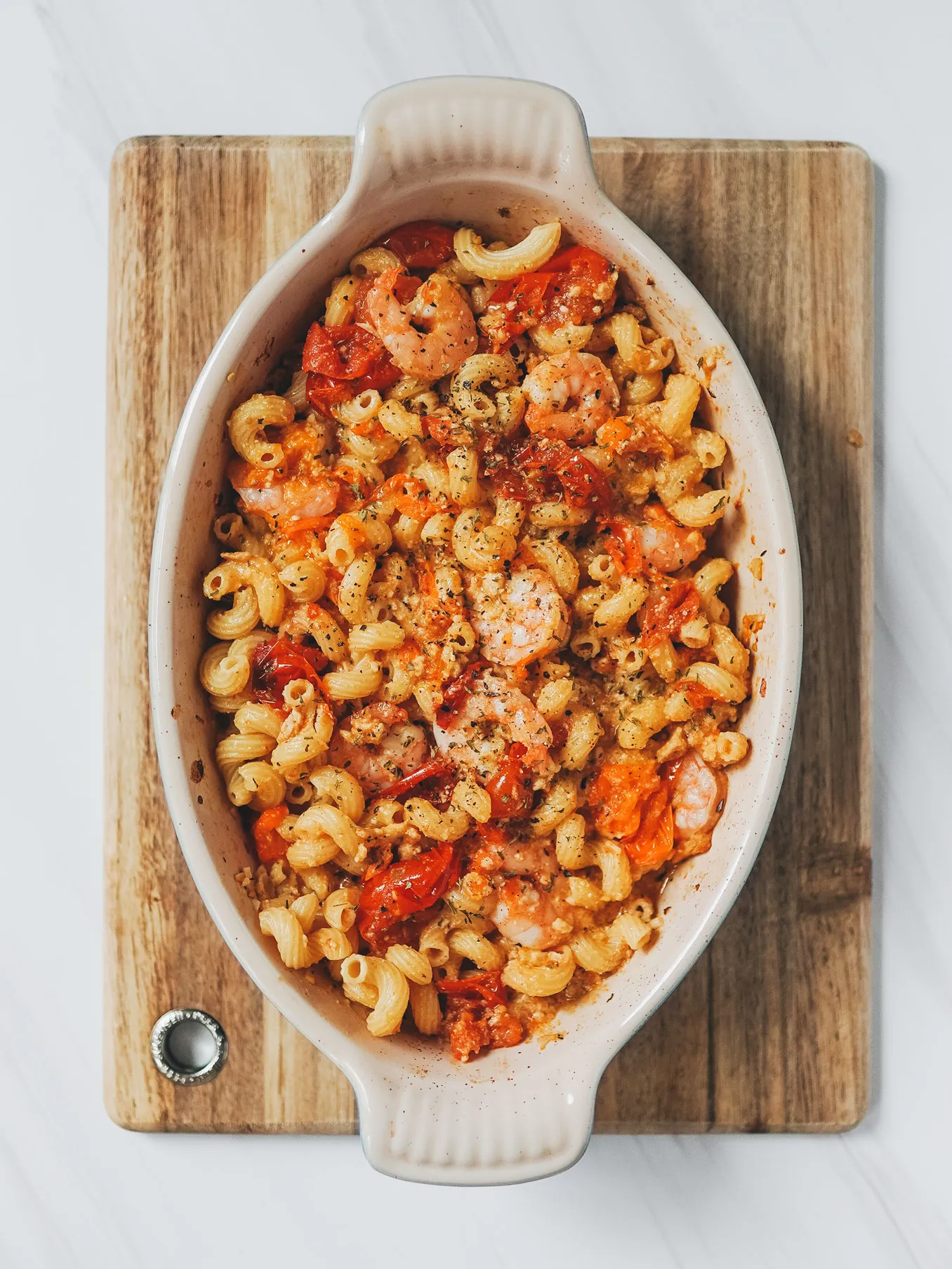 Upgraded Baked Feta Pasta with Shrimp