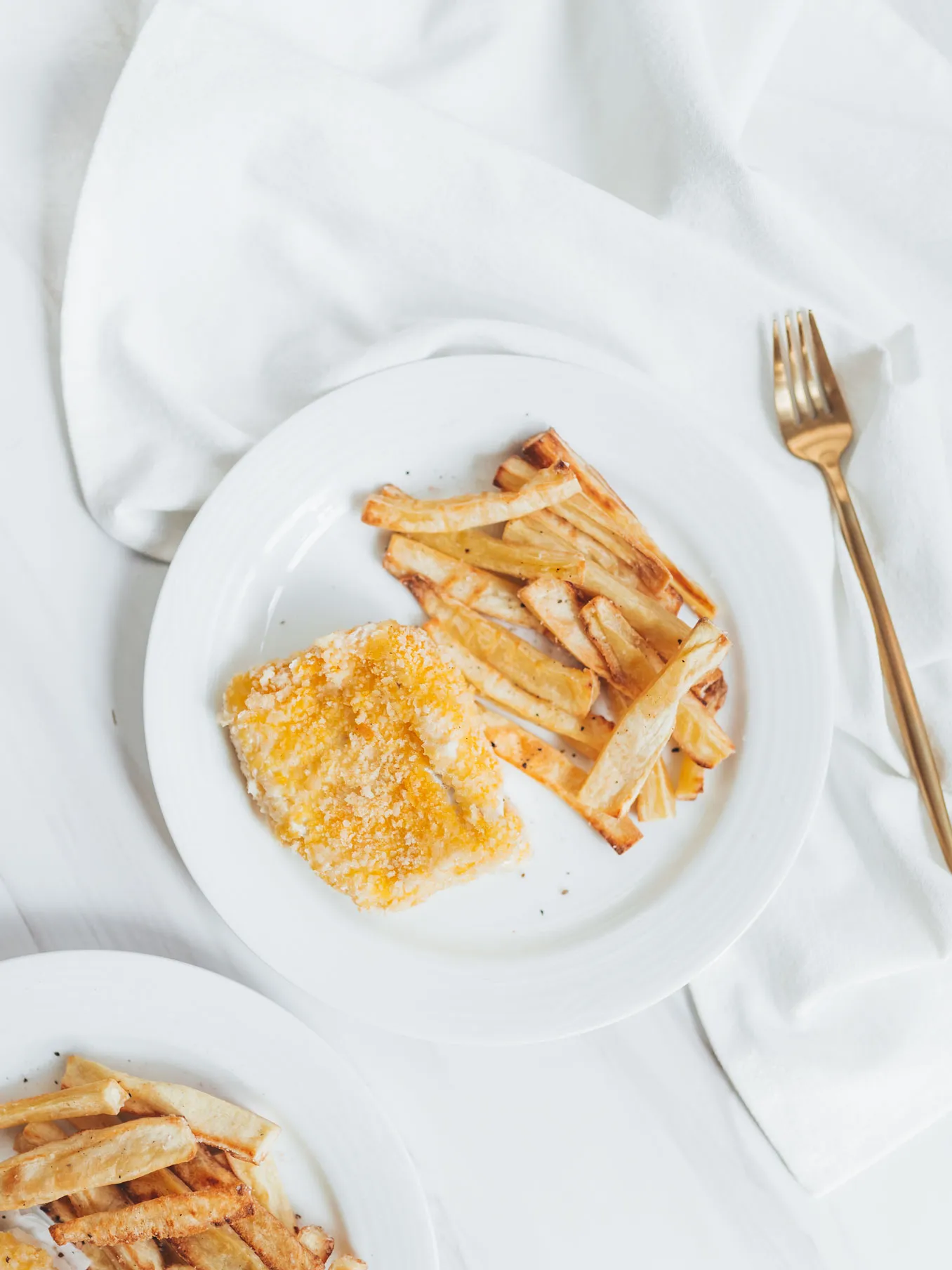 Baked Fish and (Parsnip) Chips