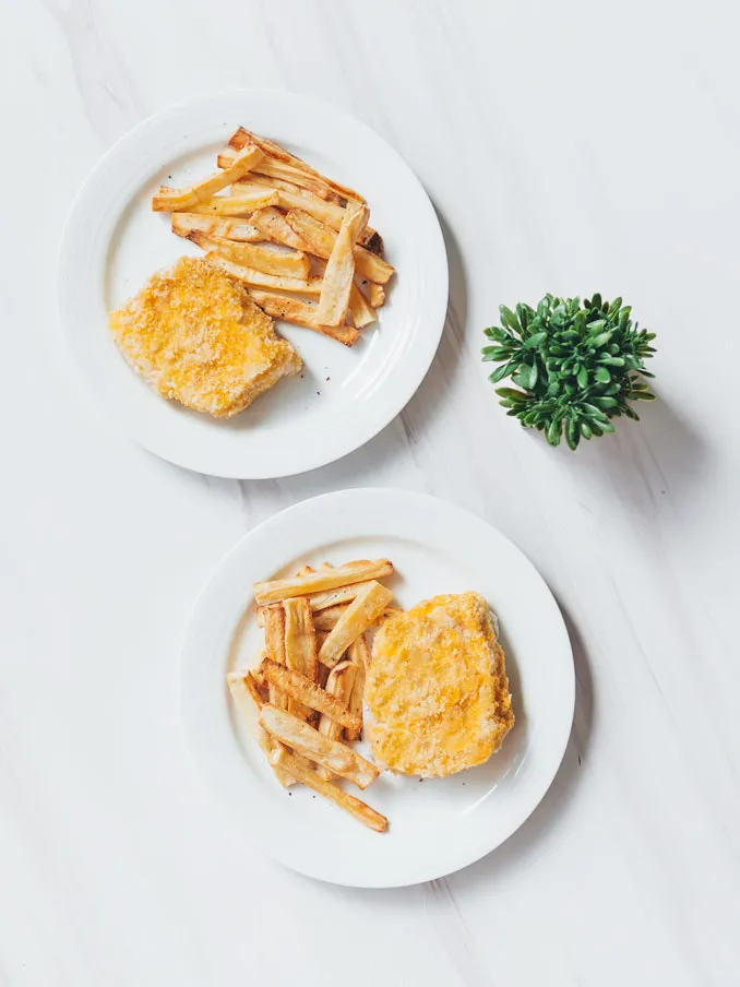 Baked Fish and (Parsnip) Chips