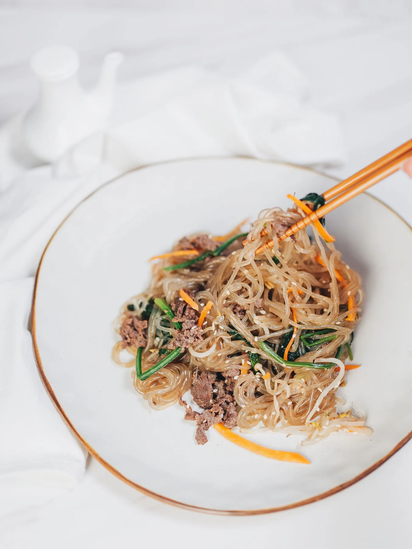 Bulgogi Japchae (Korean Glass Noodles)