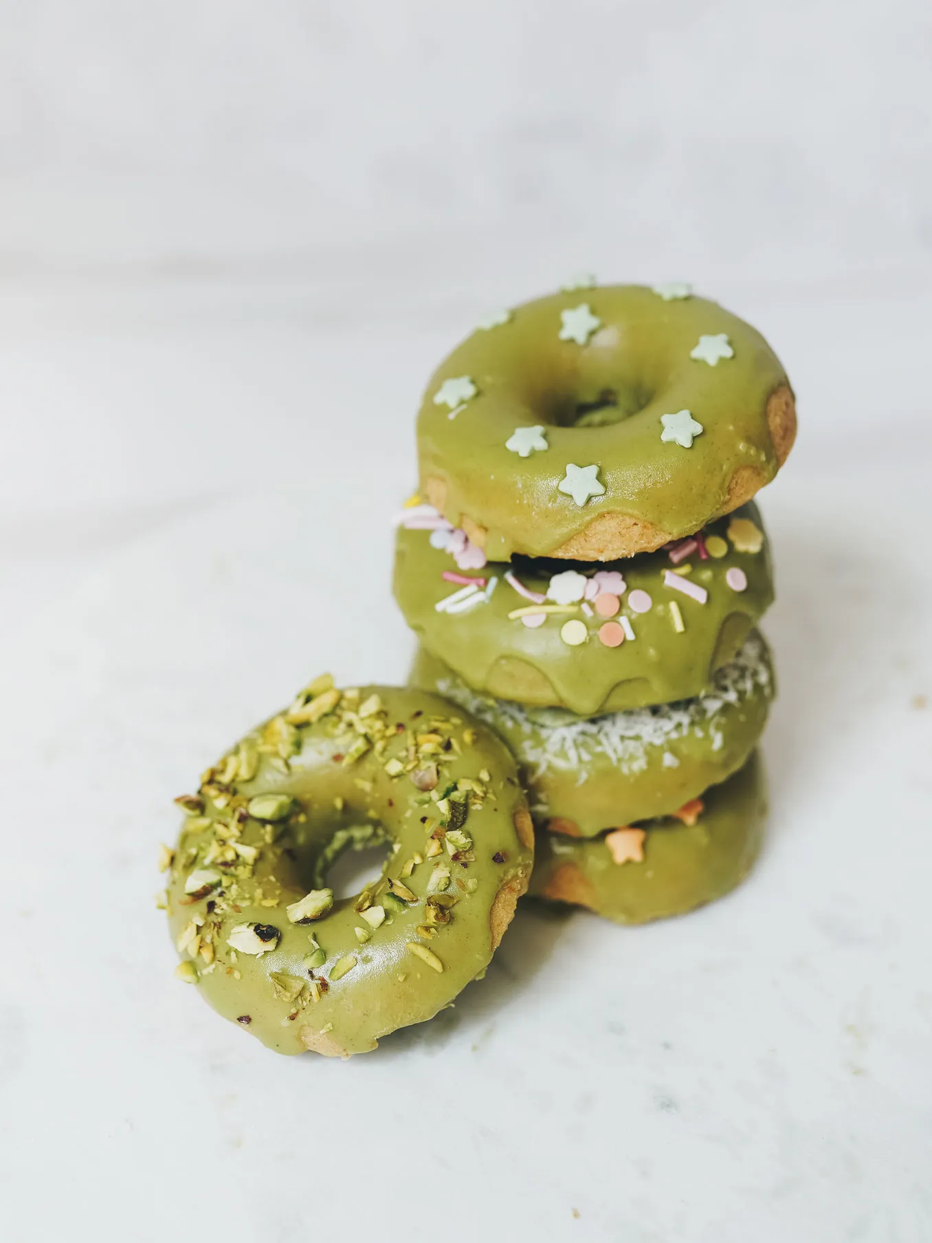 Baked Oat Donuts with Matcha Glaze