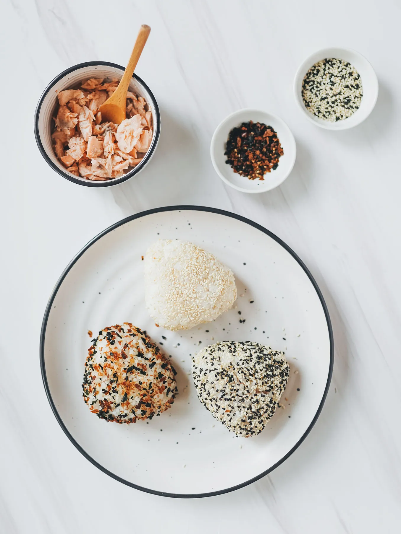 Salmon Onigiri with Homemade Furikake