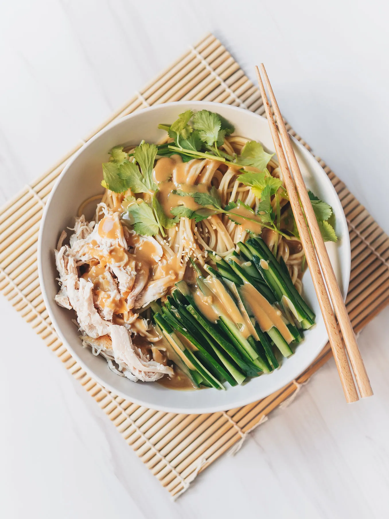 Cold Sesame Noodles with Shredded Chicken