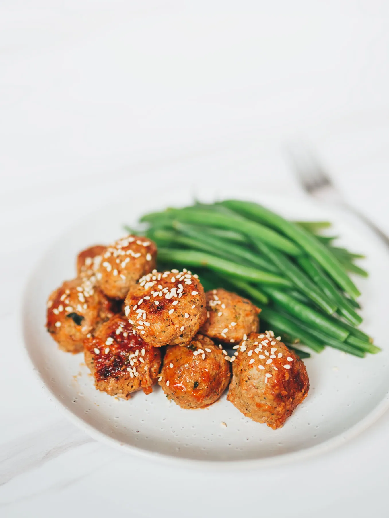 Veggie Loaded Meatballs with Honey Sriracha Glaze